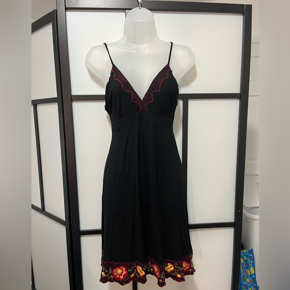 Black flowery embroidered dress size medium